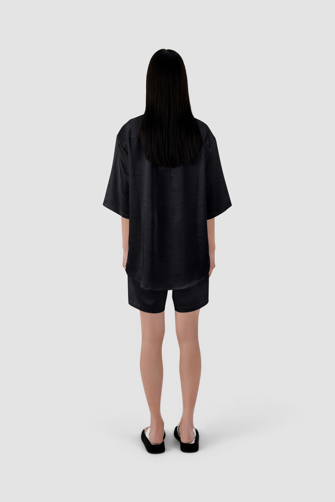 Black Satin Short Sleeve Shirt – Sundarbay