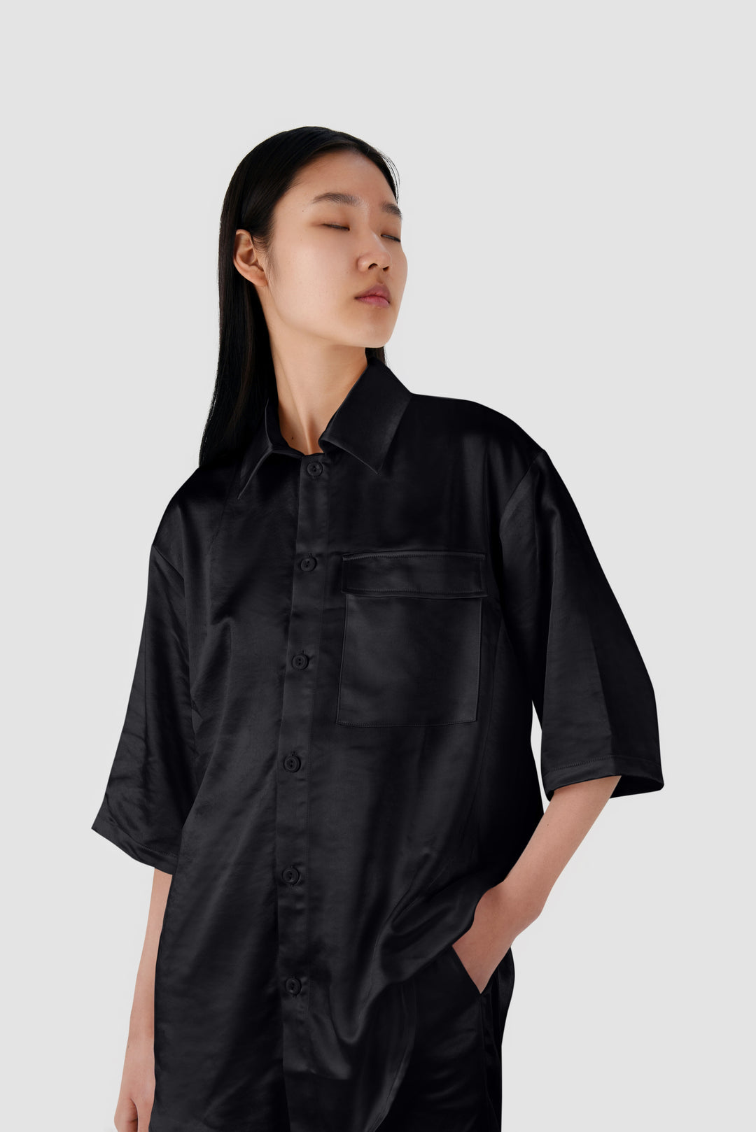 【TODAYFUL】　Satin Short Shirts BLACK Satin Short Shirts(FREE BLACK): TODAYFUL: WOMENS｜ STUDIOUS